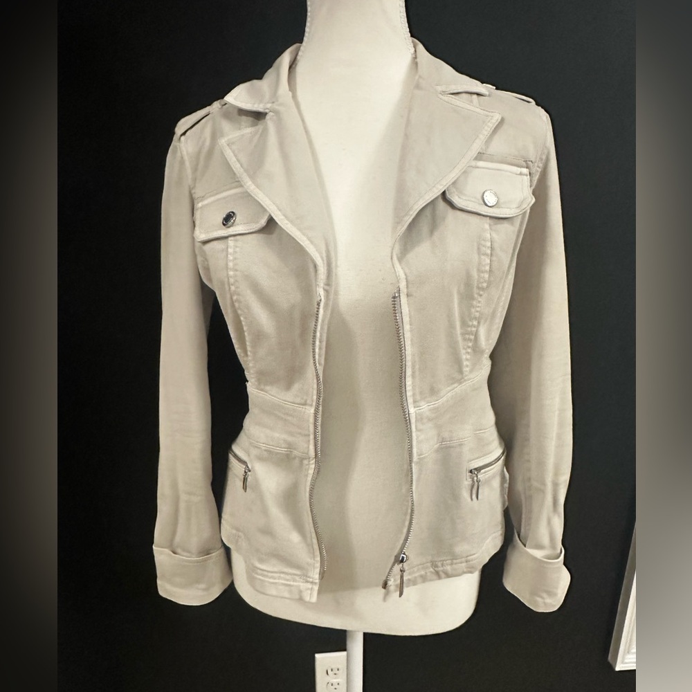 White House Black Market Cream Utility Jacket